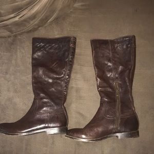 Frye, distress leather boots